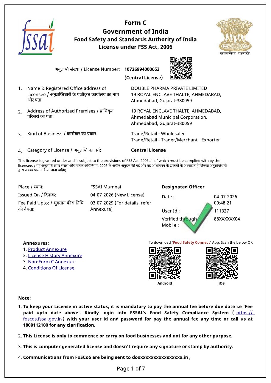 FSSAI licence certificate