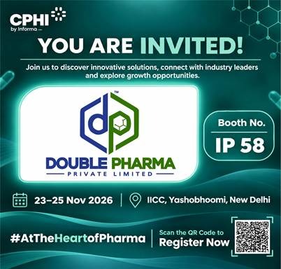 CPHI India 2026 invitation: Double Pharma Private Limited, Booth IP 58, 23 to 25 November 2026, IICC Yashobhoomi, New Delhi
