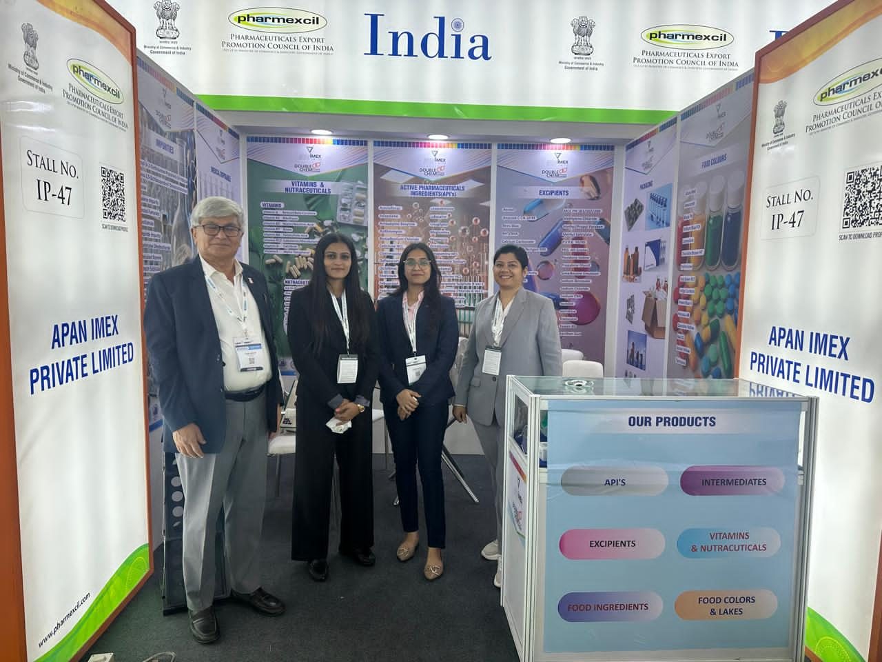 Visitors and the team at the India pavilion, CPHI 2025