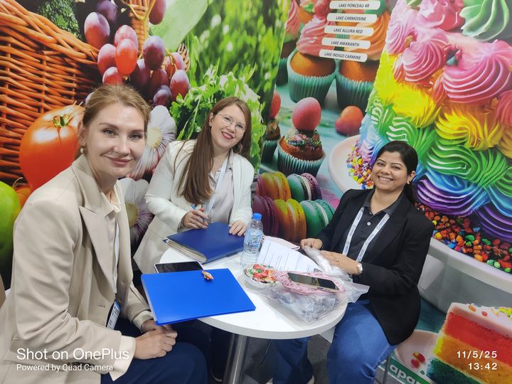 Visitors meeting the team at the Gulfood 2025 stand